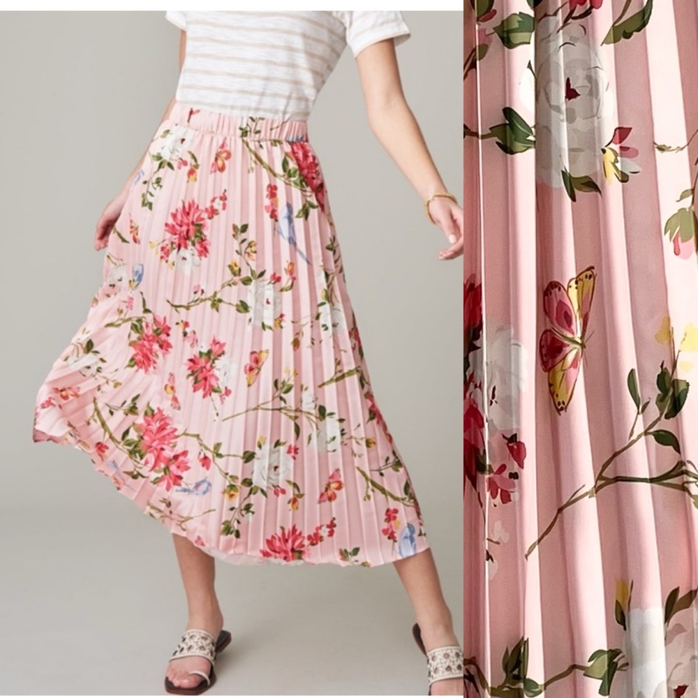 Spartina 449 Pink Floral Pleated Midi Skirt